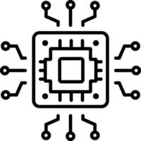 Ai chip icon in linear style vector