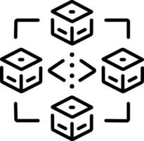 Blockchain technology icon in linear style vector