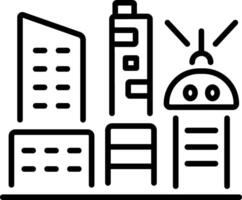 Future city icon in linear style vector