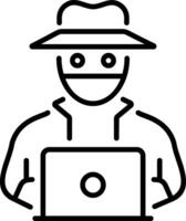 Cyberpunk hacker icon in linear style vector