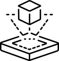 Hologram cube icon in linear style vector