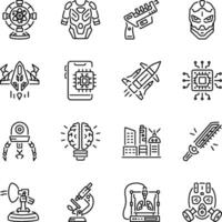 Set of Linear Style Futuristic Icons vector