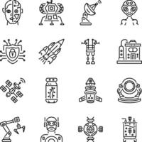 Collection of Linear Style Cyberpunk Technology Icons vector
