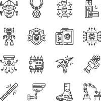 Collection of Linear Style Cybernetics Icons vector