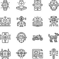 Set of Linear Style Sci Fictional Icons vector