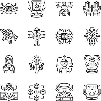 haz de lineal estilo ai tecnología íconos vector