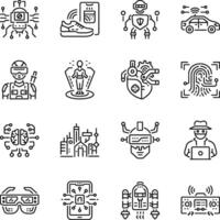 Collection of Linear Style Cyberpunk Icons vector
