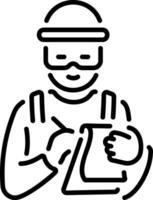 Engineer taking notes, line style icon vector