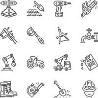 Collection of Linear Style Civil Engineering Icons vector