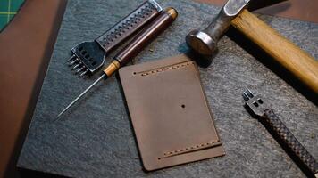 Leather Craft Tools and Wallet in Progress video