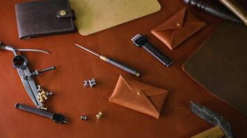 Leathercraft Tools and Handmade Wallet Components video