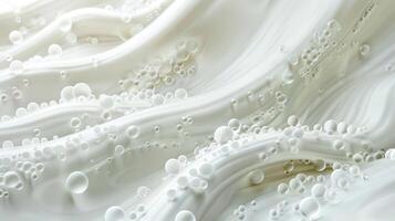 Abstract representation of flowing cream with bubbles, evoking a sense of fluidity and texture photo