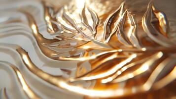 Intricate golden leaf design on a textured surface, showcasing elegance and sophistication photo