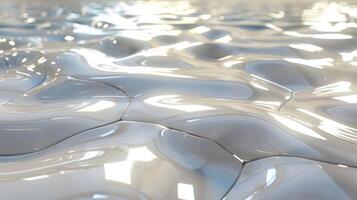 Reflective surface with undulating patterns and soft light creating a serene, abstract water scene photo