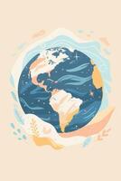 Colorful illustration of Earth with swirling patterns, depicting nature and harmony photo