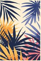 Vibrant tropical leaves in various colors creating a lively background for design use photo