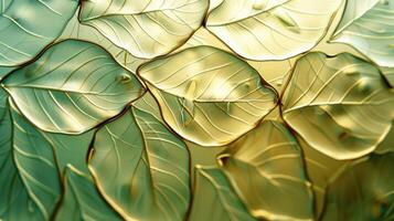 Close-up view of translucent leaves layered over each other, creating a natural pattern and texture photo