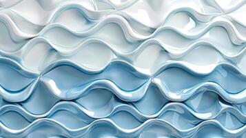 Abstract wave patterns in blue and white tones create a serene and modern aesthetic photo