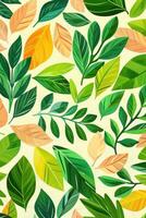 Vibrant collection of various leaves in different shades and shapes on a light background photo