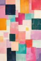 Abstract colorful geometric shapes in a vibrant composition, creating a lively artistic atmosphere photo