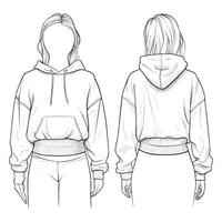 Line Drawing of Two Friends Standing with Hoodies vector