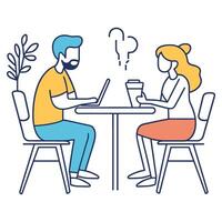 Casual Meeting with Two Colleagues Discussing Over Coffee vector