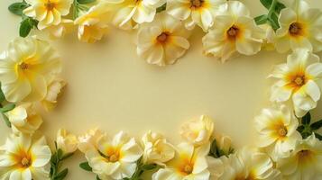 A vibrant arrangement of yellow flowers on a soft yellow background, ideal for invitations photo