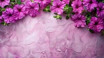 Vibrant pink flowers elegantly arranged on a textured pastel background, ideal for spring-themed designs photo