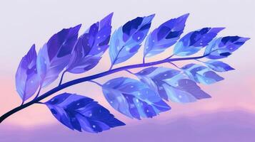Vibrant abstract leaf branch with gradient colors against a soft pastel background photo