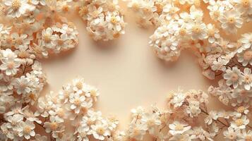 Delicate arrangement of soft white flowers on a light background, creating a serene and elegant atmosphere photo