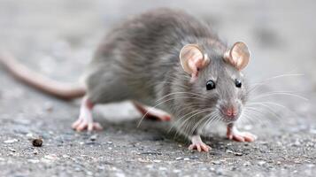 Close-up of a curious gray mouse exploring a textured surface in a natural setting photo