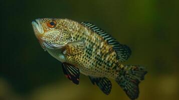 Colorful freshwater fish swimming gracefully in a serene underwater habitat with soft lighting photo