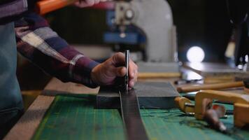Precision Tooling on a Leather Belt in a Craft Workshop video
