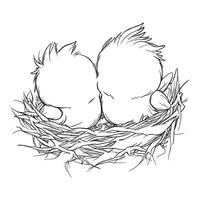Artistic Illustration of Eggs Resting in a Nest vector