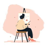 Man Meditating on Chair with Abstract Background vector