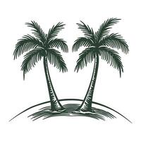 Two Palm Trees on a Small Tropical Island with Calm Waters vector