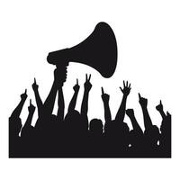 Silhouettes of a Protest or Event with a Megaphone vector