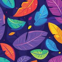 Bold and Colorful Leaves with a Dark Background vector