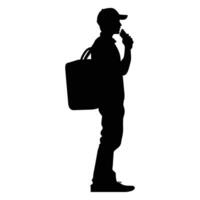 Silhouette of a Traveler with a Backpack Ready for Adventure vector