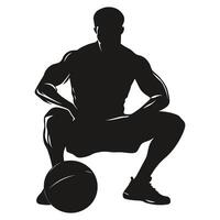 Silhouette of a Man Preparing for a Weightlifting Squat vector