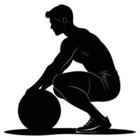 Silhouette of a Man Performing a Deadlift with a Barbell vector