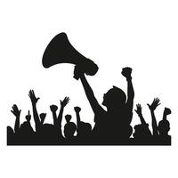 Crowd Silhouette Cheering with Hands Raised in Excitement vector