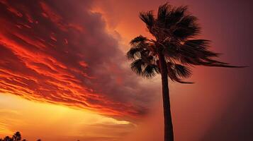 fiery storm palm tree photo