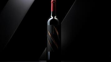 angular wine bottle dark background photo