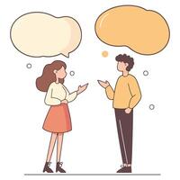 Friendly Chat Between a Boy and Girl with Speech Bubbles vector