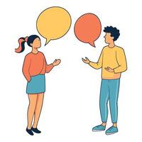 Friendly Discussion Between Two People with Speech Bubbles vector
