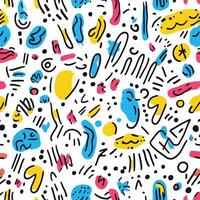 Colorful Doodle Pattern with Fun Shapes and Icons vector
