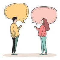 Young Couple Chatting with Colorful Speech Bubbles vector