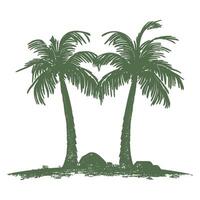 Two Palm Trees on a Small Island in a Minimalist Style vector