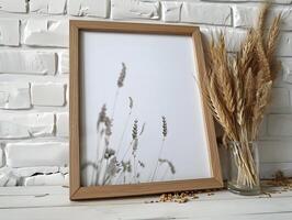 Frame mockup with wheat and grass photo